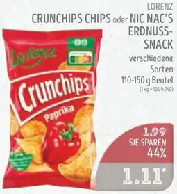Edeka Struve Lorenz crunchips chips oder nic nac's erdnuss snack Angebot