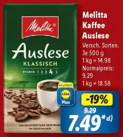 Lidl Melitta Kaffee Auslese Angebot