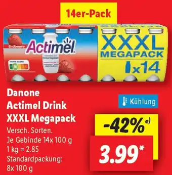Lidl Danone Actimel Drink XXXL Megapack Angebot