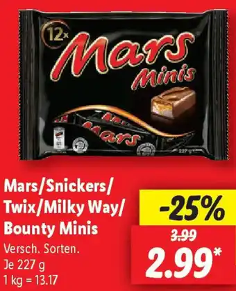 Lidl Mars/Snickers/ Twix/Milky Way/ Bounty Minis Angebot