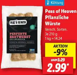Lidl Peas of Heaven Pflanzliche Würste Angebot