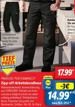 Lidl PARKSIDE PERFORMANCE Zipp-off-Arbeitsbundhose Angebot