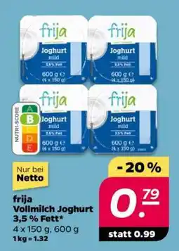 NETTO frija Vollmilch Joghurt 3,5% Fett Angebot