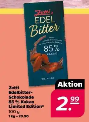 NETTO Zetti Edelbitter-Schokolade 85% Kakao Limited Edition Angebot