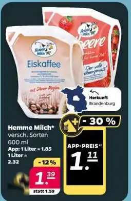 NETTO Hemme Milch* versch. Sorten 600 ml Angebot