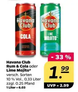 NETTO Havana Club Rum & Cola oder Lime Mojito Angebot