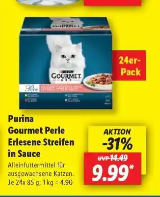 Lidl Purina Gourmet Perle Erlesene Streifen in Sauce Angebot