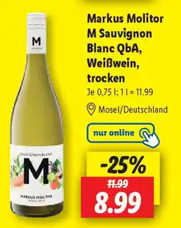 Lidl Markus Molitor M Sauvignon Blanc QbA, Weißwein, trocken Angebot