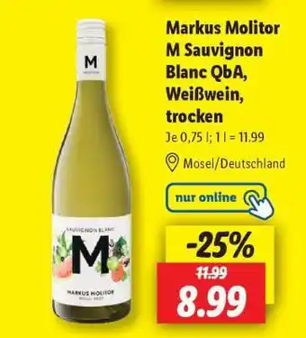 Lidl Markus Molitor M Sauvignon Blanc QbA, Weißwein, trocken Angebot