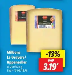 Lidl Milbona Le Gruyère/ Appenzeller Angebot