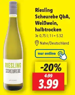 Lidl Riesling Scheurebe QbA, Weißwein, halbtrocken Angebot