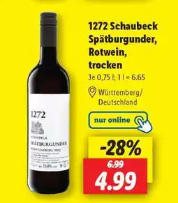 Lidl 1272 Schaubeck Spätburgunder, Rotwein, trocken Angebot