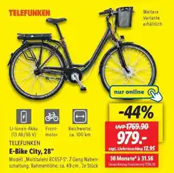 Lidl TELEFUNKEN E-Bike City, 28 Angebot