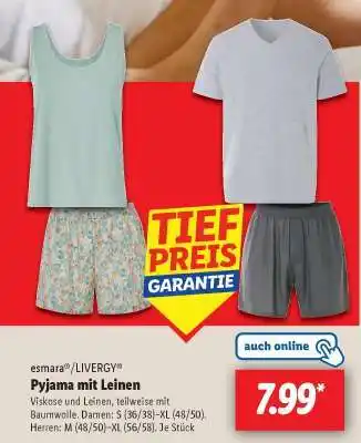 Lidl Pyjama mit Leinen Angebot
