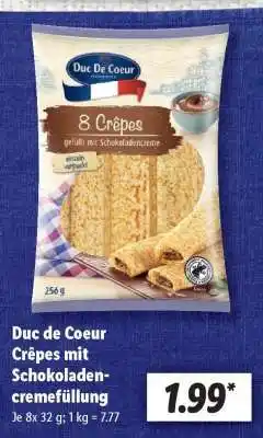 Lidl Duc de Coeur Crêpes mit Schokoladencremefüllung Angebot