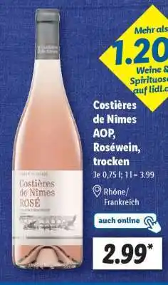 Lidl Costières de Nîmes AOP, Roséwein, trocken Angebot