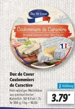 Lidl Duc de Coeur Coulommiers de Caractère Angebot