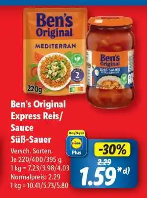 Lidl Ben’s Original Express Reis/Sauce Süß-Sauer Angebot