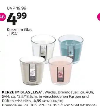 Mömax Kerze im glas „lisa“ Angebot