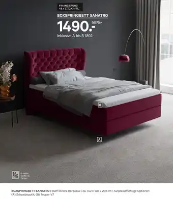 Kabs Polsterwelt Boxspringbett sanatro Angebot