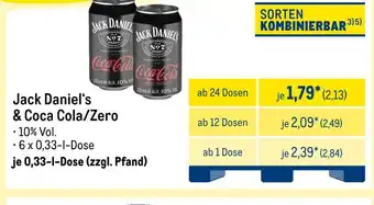 METRO Jack daniel‘s & coca cola/zero Angebot