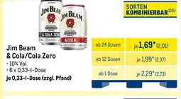 METRO Jim beam & cola/cola zero Angebot