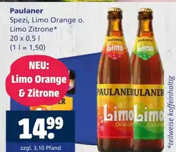 Getränkewelt Paulaner spezi, limo orange o. limo zitrone Angebot