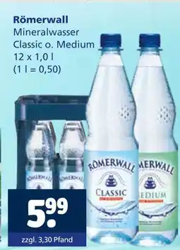 Getränkewelt Römerwall mineralwasser classic o. medium Angebot