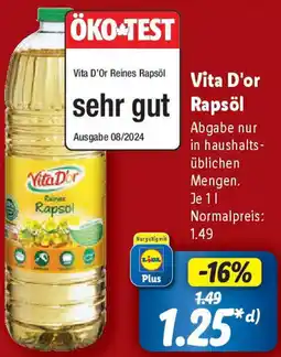 Lidl Vita D'Or Rapsöl Angebot