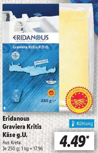 Lidl Eridanous Graviera Kritis Käse g.U. Angebot