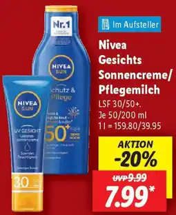 Lidl Nivea Gesichts Sonnencreme/ Pflegemilch Angebot