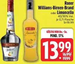 Edeka Roner Williams-Birnen-Brand oder Limoncello Angebot