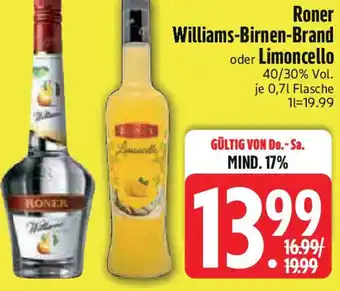 Edeka Roner Williams-Birnen-Brand oder Limoncello Angebot