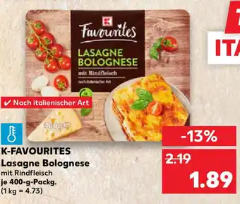 Kaufland K-FAVOURITES Lasagne Bolognese Angebot