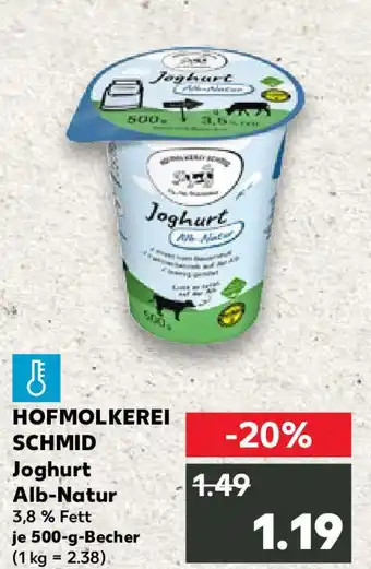 Kaufland HOFMOLKEREI SCHMID Joghurt Alb-Natur Angebot