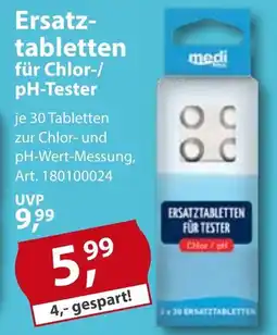 Sonderpreis Baumarkt medi POOL Ersatz- tabletten für Chlor-/ pH-Tester Angebot