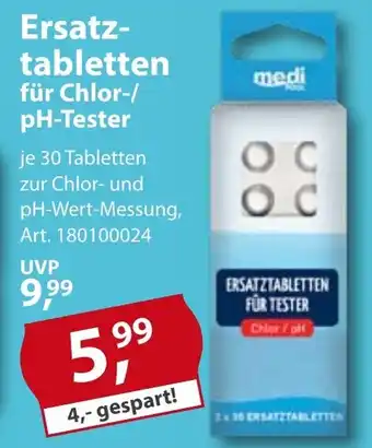 Sonderpreis Baumarkt medi POOL Ersatz- tabletten für Chlor-/ pH-Tester Angebot