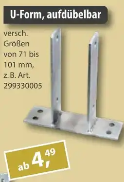 Sonderpreis Baumarkt versch. Pfostenträger, verzinkt U-Form, aufdübelbar Angebot