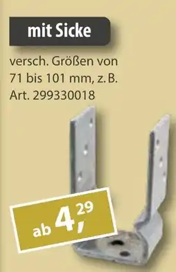 Sonderpreis Baumarkt versch. Pfostenträger, verzinkt mit Sicke Angebot