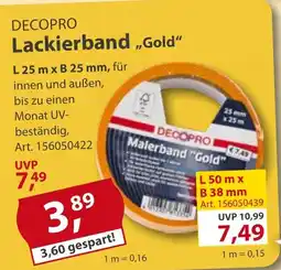 Sonderpreis Baumarkt DECOPRO Lackierband „Gold" Angebot