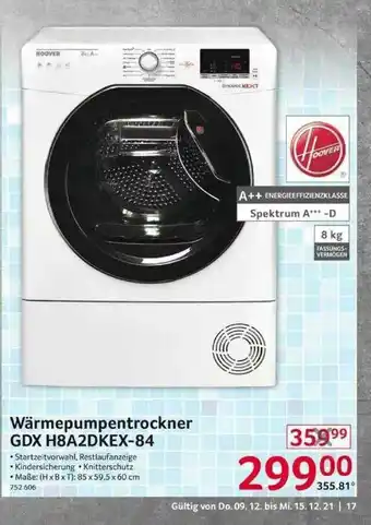 Selgros Hoover Wärmepumpentrockner Gdx H8a2dkex-84 Angebot