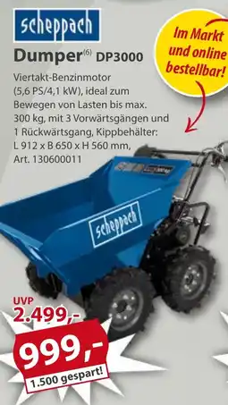 Sonderpreis Baumarkt scheppach Dumper DP3000 Angebot