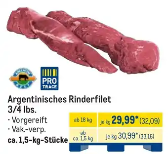 METRO Argentinisches Rinderfilet 3/4 lbs. Angebot
