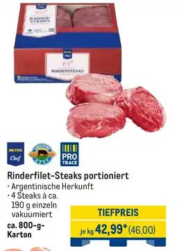 METRO Rinderfilet-Steaks portioniert Angebot