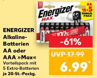 Kaufland ENERGIZER Alkaline- Batterien AA oder AAA Max Angebot