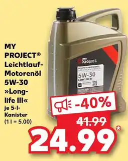 Kaufland MY PROJECT Leichtlauf- Motorenöl 5W-30 Long- life Angebot