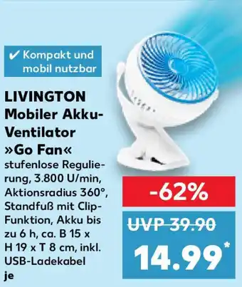 Kaufland LIVINGTON Mobiler Akku- Ventilator Go Fan Angebot