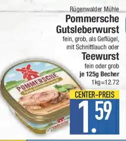E-Center Rügenwalder Mühle Pommersche Gutsleberwurst oder Teewurst Angebot