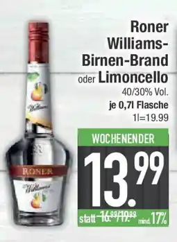 E-Center Roner Williams- Birnen-Brand oder Limoncello Angebot