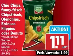 Hit Chio Chips, funny-frisch Chipsfrisch, Ofenchips, Erdnuss Flippies oder Donuts Angebot
